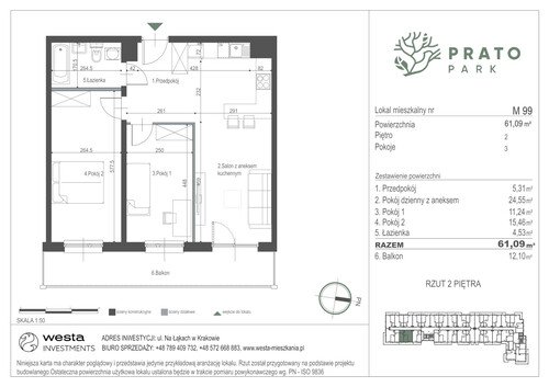 Plan Apartamenty Nowohucka Sp. z o.o. mieszkanie w inwestycji ul. Na Łąkach Prato Park