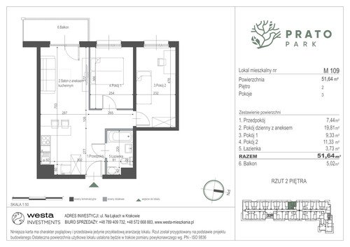 Plan Apartamenty Nowohucka Sp. z o.o. mieszkanie w inwestycji ul. Na Łąkach Prato Park