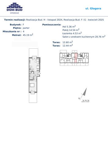 Plan Dom-Bud M. Szaflarski Spółka Jawna mieszkanie w inwestycji ul. Glogera ul. Glogera, bud. F