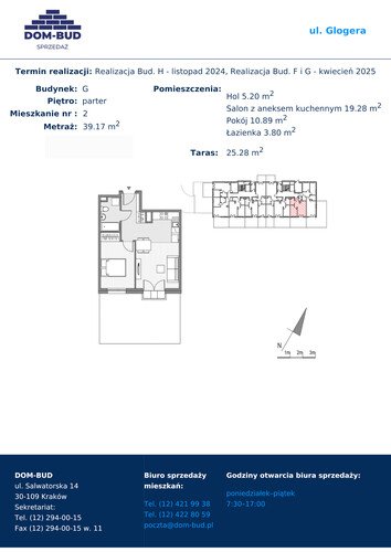 Plan Dom-Bud M. Szaflarski Spółka Jawna mieszkanie w inwestycji ul. Glogera ul. Glogera, bud. G