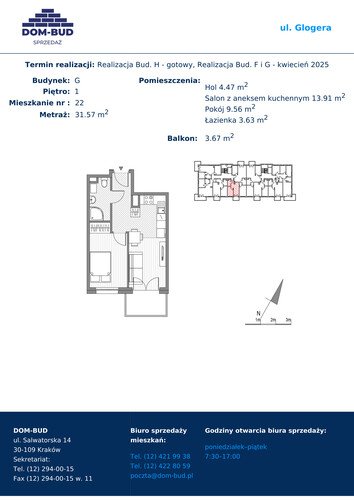 Plan Dom-Bud M. Szaflarski Spółka Jawna mieszkanie w inwestycji ul. Glogera ul. Glogera, bud. G