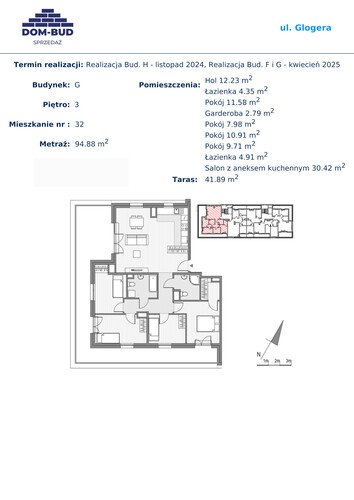 Plan Dom-Bud M. Szaflarski Spółka Jawna mieszkanie w inwestycji ul. Glogera ul. Glogera, bud. G