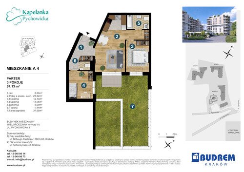 Plan BUDREM mieszkanie w inwestycji ul. Pychowicka 3 Kapelanka-Pychowicka - budynek A