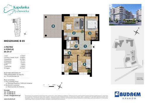 Plan BUDREM mieszkanie w inwestycji ul. Pychowicka 3A Kapelanka-Pychowicka - budynek B