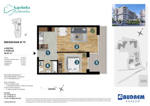 Plan BUDREM mieszkanie w inwestycji ul. Pychowicka 3A Kapelanka-Pychowicka - budynek B