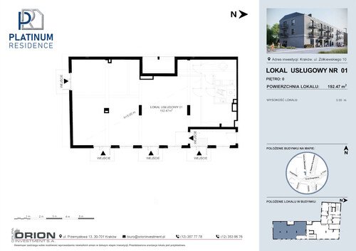 Plan Grupa Orion Investment S.A.  w inwestycji ul. Żółkiewskiego 10 Platinum Residence - lokal użytkowy