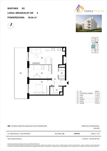 Plan KG Group Sp. z o.o. mieszkanie w inwestycji  Osiedle Mozaika - bud. D2