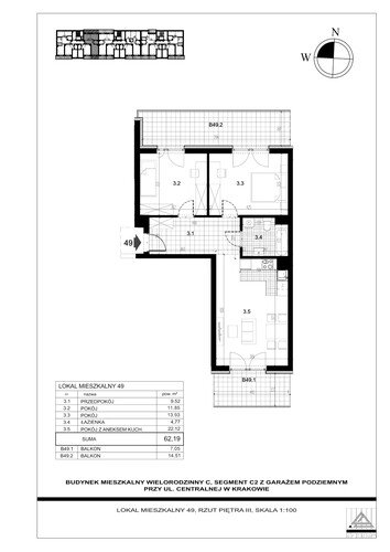 Plan Proins mieszkanie w inwestycji ul. Centralna Centralna - etap II, bud. C2