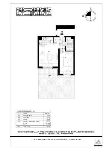 Plan Proins mieszkanie w inwestycji ul. Centralna Centralna - etap II, bud. C2