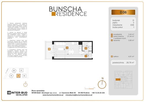 Plan Inter-Bud Developer Sp. z o.o. mieszkanie w inwestycji ul. Bunscha Bunscha Residence (wkrótce w sprzedaży) 