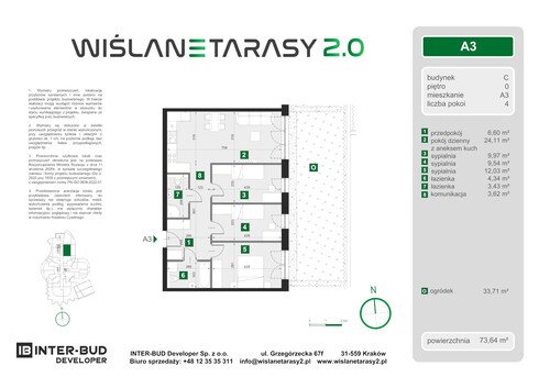 Plan Inter-Bud Developer Sp. z o.o. apartament w inwestycji ul. Grzegórzecka Wiślane Tarasy 2.0 - bud. C (wkrótce w sprzedaży)