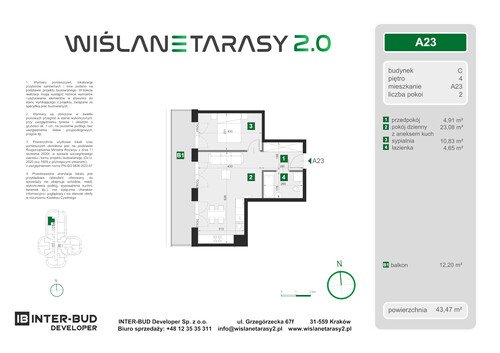 Plan Inter-Bud Developer Sp. z o.o. apartament w inwestycji ul. Grzegórzecka Wiślane Tarasy 2.0 - bud. C (wkrótce w sprzedaży)