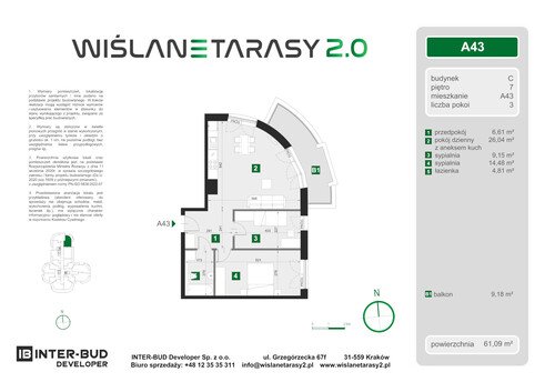 Plan Inter-Bud Developer Sp. z o.o. apartament w inwestycji ul. Grzegórzecka Wiślane Tarasy 2.0 - bud. C (wkrótce w sprzedaży)