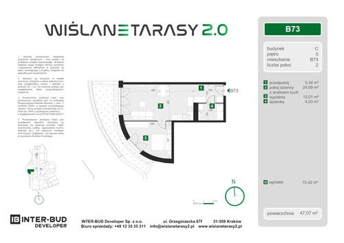 Plan Inter-Bud Developer Sp. z o.o. apartament w inwestycji ul. Grzegórzecka Wiślane Tarasy 2.0 - bud. C (wkrótce w sprzedaży)