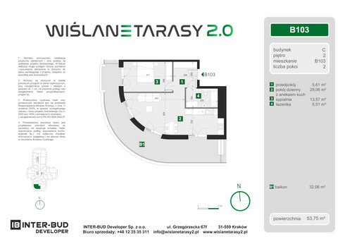 Plan Inter-Bud Developer Sp. z o.o. apartament w inwestycji ul. Grzegórzecka Wiślane Tarasy 2.0 - bud. C (wkrótce w sprzedaży)