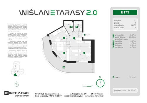 Plan Inter-Bud Developer Sp. z o.o. apartament w inwestycji ul. Grzegórzecka Wiślane Tarasy 2.0 - bud. C (wkrótce w sprzedaży)