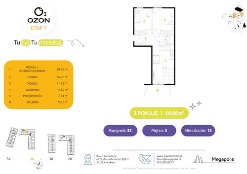 Plan Megapolis mieszkanie w inwestycji ul. Banacha Osiedle OZON Etap 7