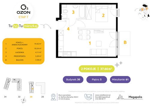 Plan Megapolis mieszkanie w inwestycji ul. Banacha Osiedle OZON Etap 7