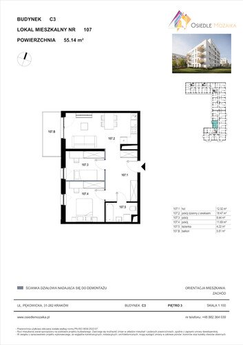 Plan KG Group Sp. z o.o. mieszkanie w inwestycji  Osiedle Mozaika - bud. C3