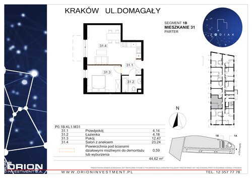 Plan Grupa Orion Investment S.A. mieszkanie w inwestycji ul. Domagały Osiedle Zodiak - bud. 39