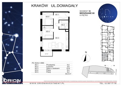 Plan Grupa Orion Investment S.A. mieszkanie w inwestycji ul. Domagały Osiedle Zodiak - bud. 39