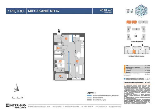 Plan Inter-Bud Developer Sp. z o.o. mieszkanie w inwestycji os. Bohaterów Września Piasta Towers - bud. 6
