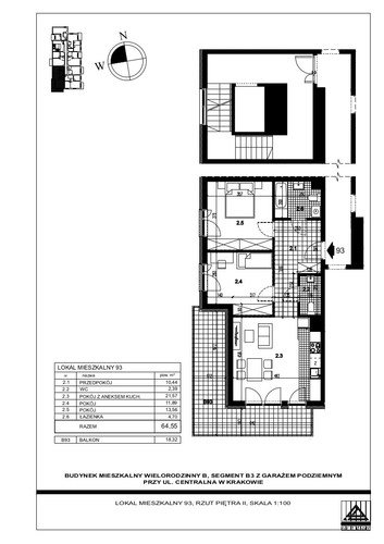 Plan Proins mieszkanie w inwestycji ul. Centralna Centralna - etap I, bud. B1, B2, B3
