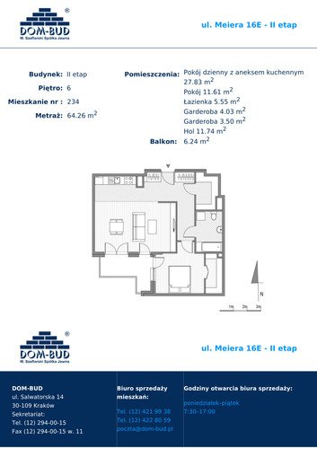 Plan Dom-Bud M. Szaflarski Spółka Jawna mieszkanie w inwestycji ul. Meiera 16E Meiera 16E - II etap