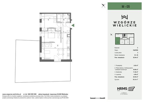 Plan HRMS Invest Group Sp. z o.o. Wzgórze Wielickie Spółka Jawna mieszkanie w inwestycji ul. Jaworowa Wzgórze Wielickie