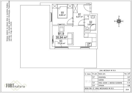 Plan Frax-Bud mieszkanie w inwestycji ul. Wybickiego 5 FORTnatura - budynki B1 i B2