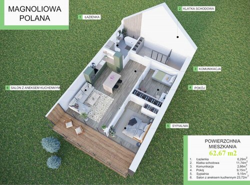 Plan Techniq mieszkanie w inwestycji Wieliczka, ul. Magnoliowa Magnoliowa Polana