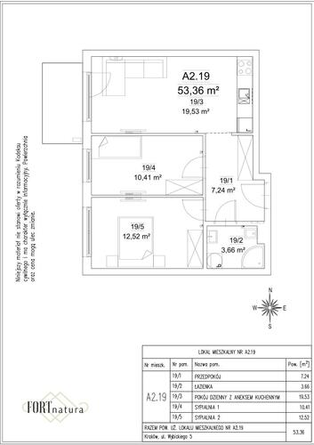 Plan Frax-Bud mieszkanie w inwestycji ul. Wybickiego 5 FORTnatura - budynek A2