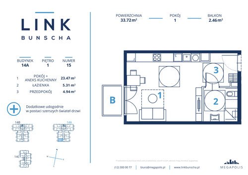 Plan Megapolis Sp. z o.o. mieszkanie w inwestycji ul. Bunscha 14A, 14B, 14C Link Bunscha