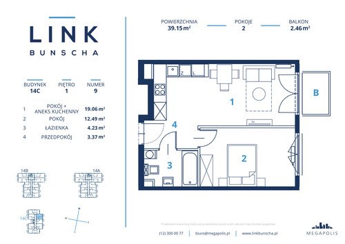 Plan Megapolis Sp. z o.o. mieszkanie w inwestycji ul. Bunscha 14A, 14B, 14C Link Bunscha