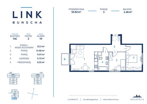 Plan Megapolis Sp. z o.o. mieszkanie w inwestycji ul. Bunscha 14A, 14B, 14C Link Bunscha