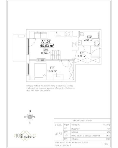 Plan Frax-Bud mieszkanie w inwestycji ul. Wybickiego 5 FORTnatura - budynek A1