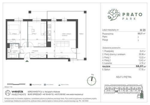 Plan Apartamenty Nowohucka Sp. z o.o. mieszkanie w inwestycji ul. Na Łąkach Prato Park