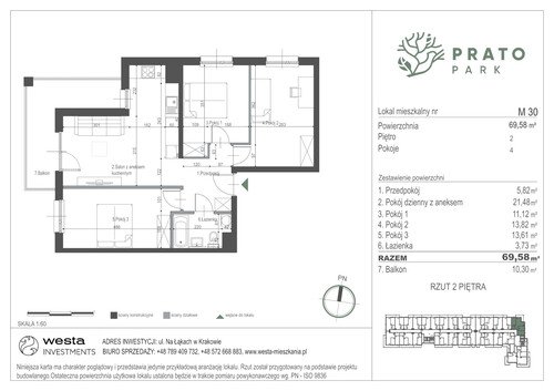 Plan Apartamenty Nowohucka Sp. z o.o. mieszkanie w inwestycji ul. Na Łąkach Prato Park