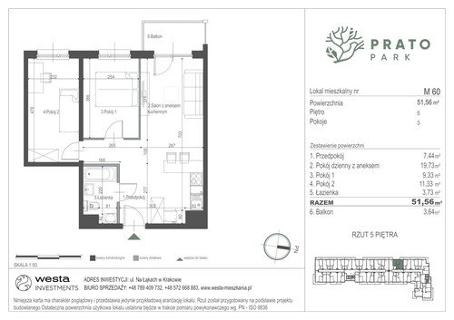 Plan Apartamenty Nowohucka Sp. z o.o. mieszkanie w inwestycji ul. Na Łąkach Prato Park