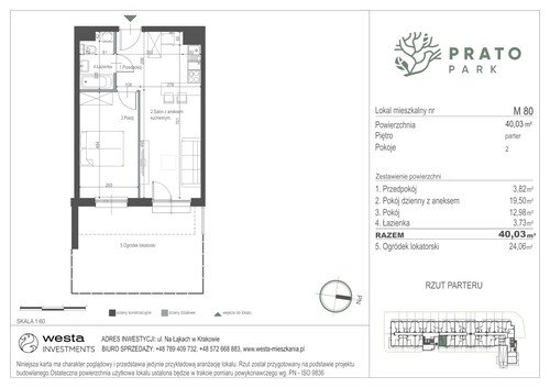 Plan Apartamenty Nowohucka Sp. z o.o. mieszkanie w inwestycji ul. Na Łąkach Prato Park