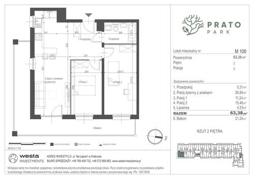 Plan Apartamenty Nowohucka Sp. z o.o. mieszkanie w inwestycji ul. Na Łąkach Prato Park