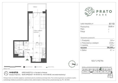 Plan Apartamenty Nowohucka Sp. z o.o. mieszkanie w inwestycji ul. Na Łąkach Prato Park