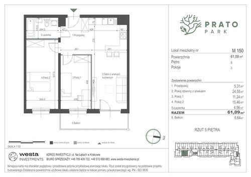 Plan Apartamenty Nowohucka Sp. z o.o. mieszkanie w inwestycji ul. Na Łąkach Prato Park