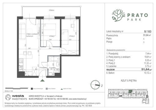 Plan Apartamenty Nowohucka Sp. z o.o. mieszkanie w inwestycji ul. Na Łąkach Prato Park