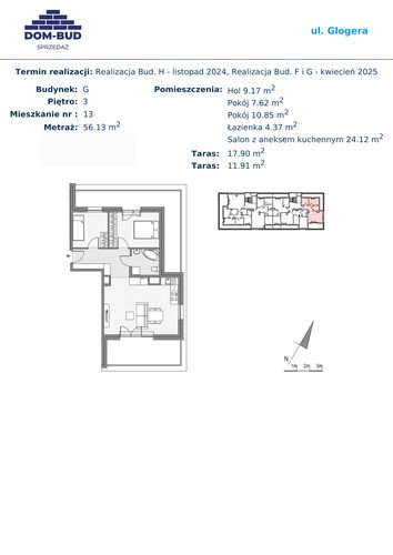 Plan Dom-Bud M. Szaflarski Spółka Jawna mieszkanie w inwestycji ul. Glogera ul. Glogera, bud. G