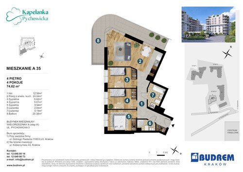 Plan BUDREM mieszkanie w inwestycji ul. Pychowicka 3 Kapelanka-Pychowicka - budynek A