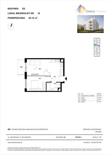 Plan KG Group Sp. z o.o. mieszkanie w inwestycji  Osiedle Mozaika - bud. D2