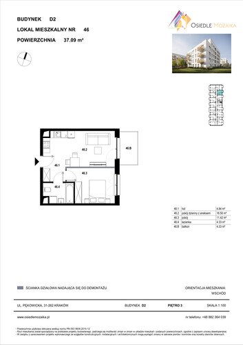 Plan KG Group Sp. z o.o. mieszkanie w inwestycji  Osiedle Mozaika - bud. D2