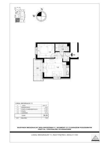 Plan Proins mieszkanie w inwestycji ul. Centralna Centralna - etap II, bud. C1