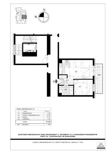 Plan Proins mieszkanie w inwestycji ul. Centralna Centralna - etap II, bud. C1